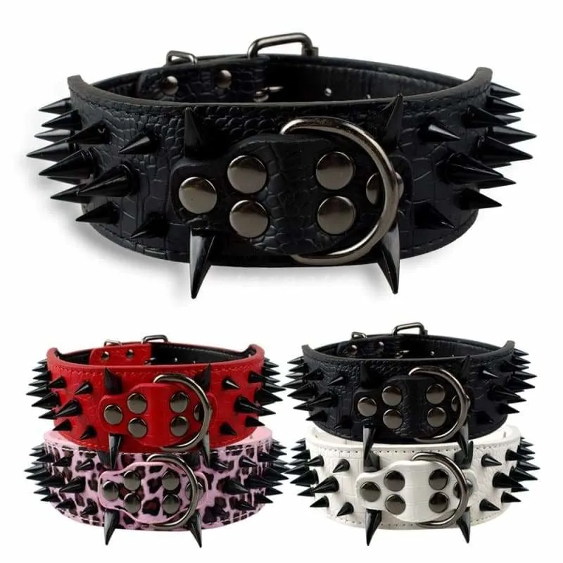 Spiked Studded Leather Dog Collar