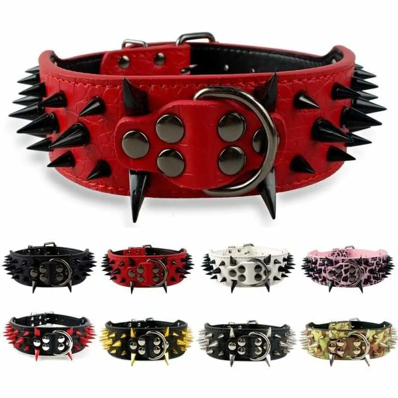 Spiked Studded Leather Dog Collar