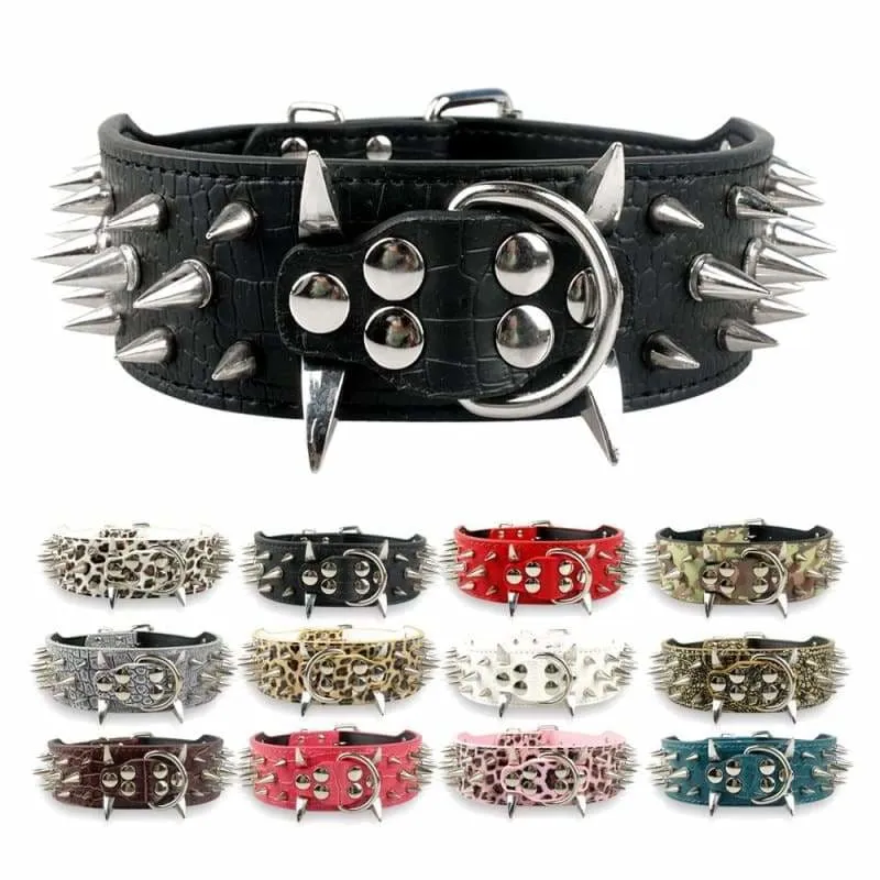 Spiked Studded Leather Dog Collar