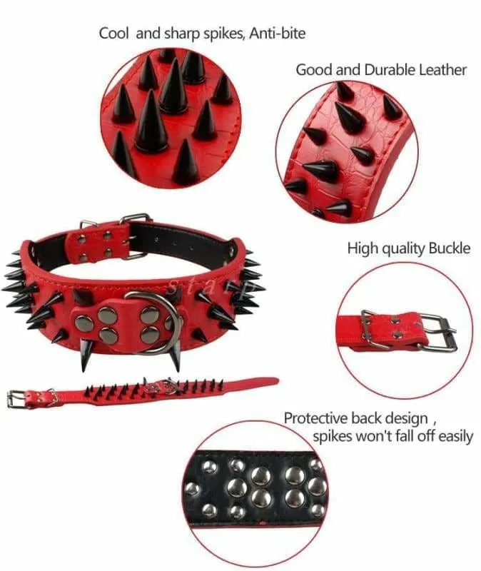 Spiked Studded Leather Dog Collar