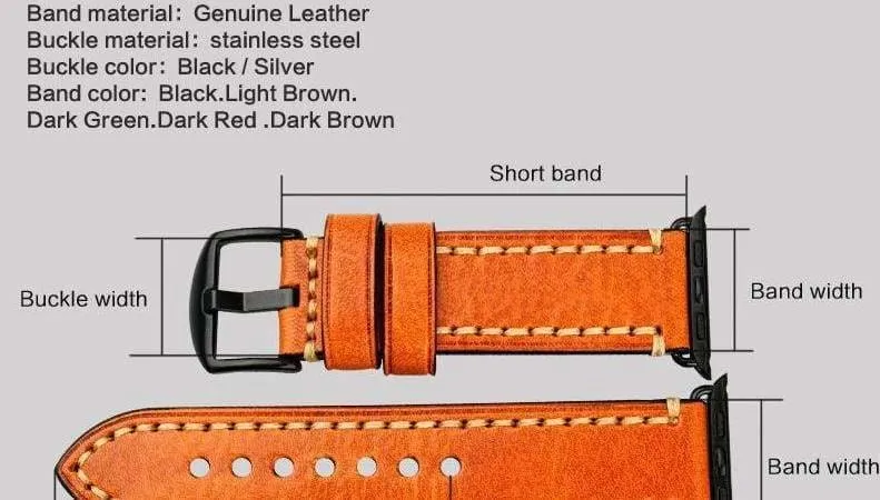 Stitched Leather Watch Bands For Apple Watch