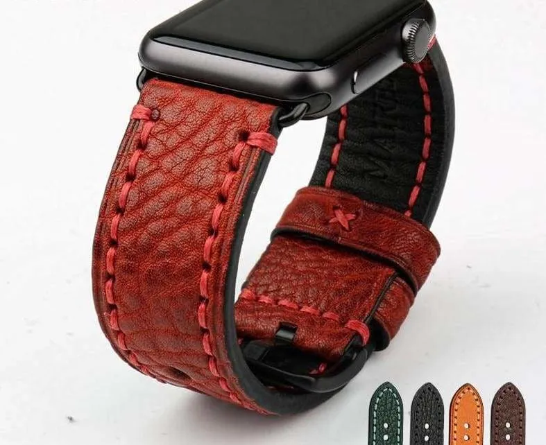 Stitched Leather Watch Bands For Apple Watch