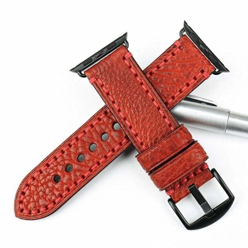 Stitched Leather Watch Bands For Apple Watch