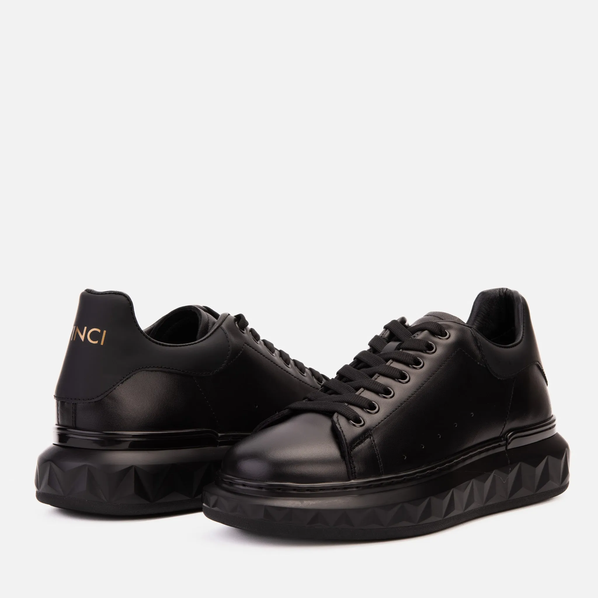 The Linq   Black Leather Men Sneaker