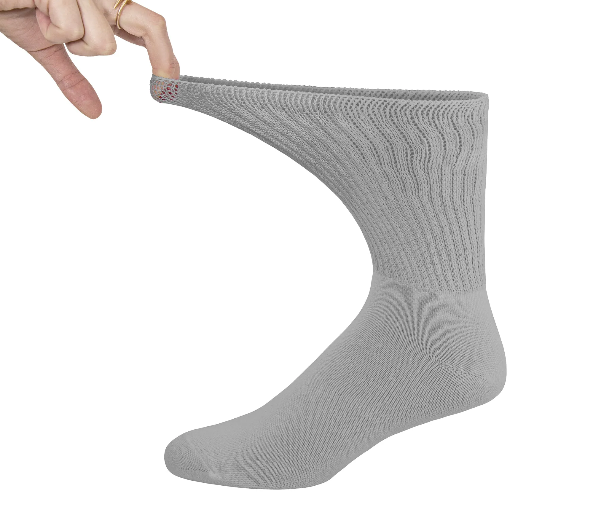 Thin Combed Cotton Diabetic Socks, Loose, Wide, Non-Binding Low-Crew Socks (Fits Shoe Size 7-11 )