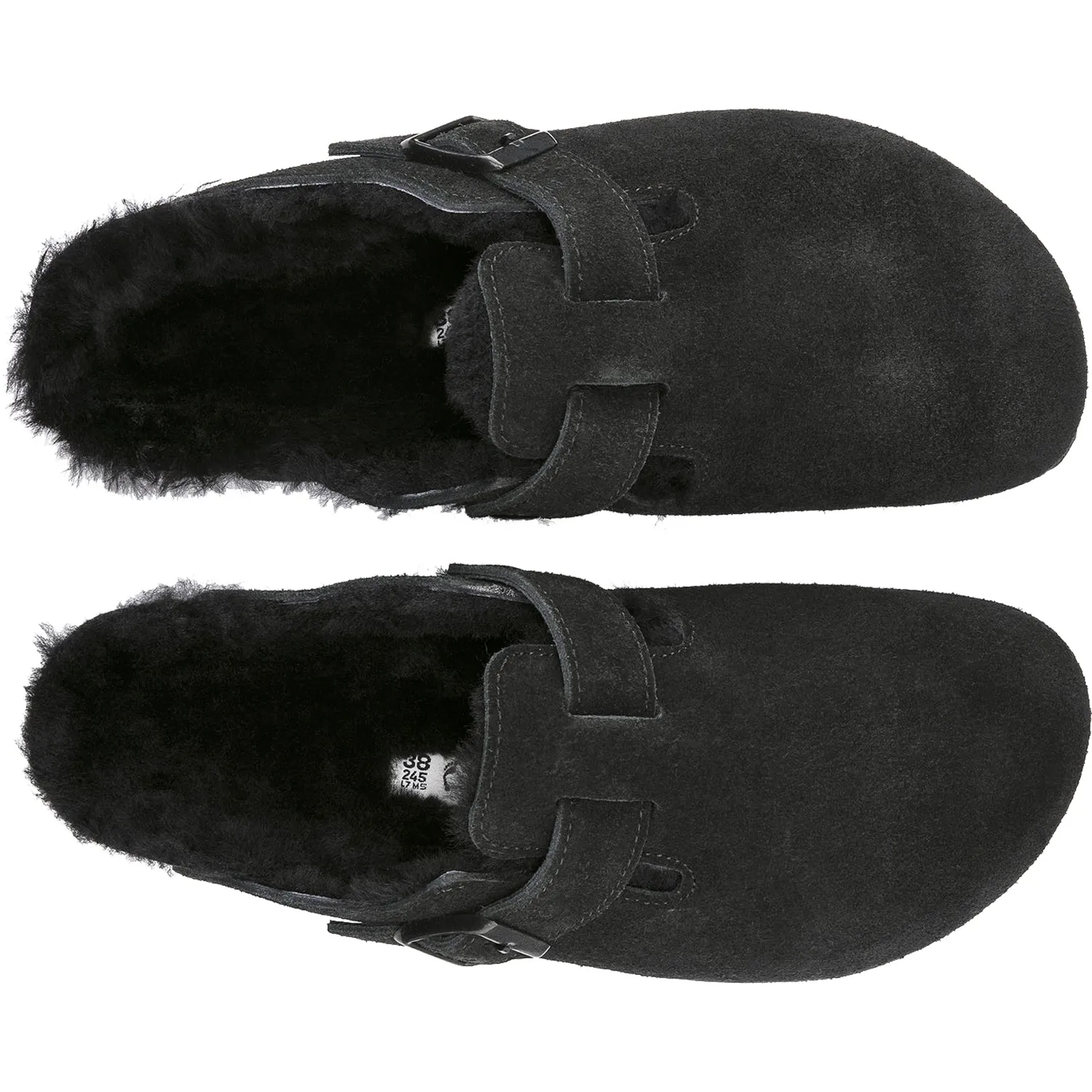 Unisex Birkenstock Boston Shearling Black Suede