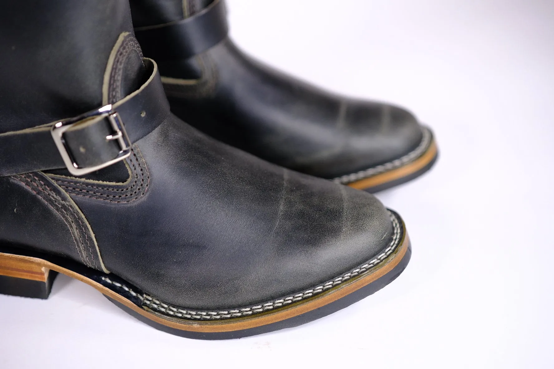 Wesco Boots X The Shop Mister Lou Petrolio Olive waxed Black Horsehide Engineer