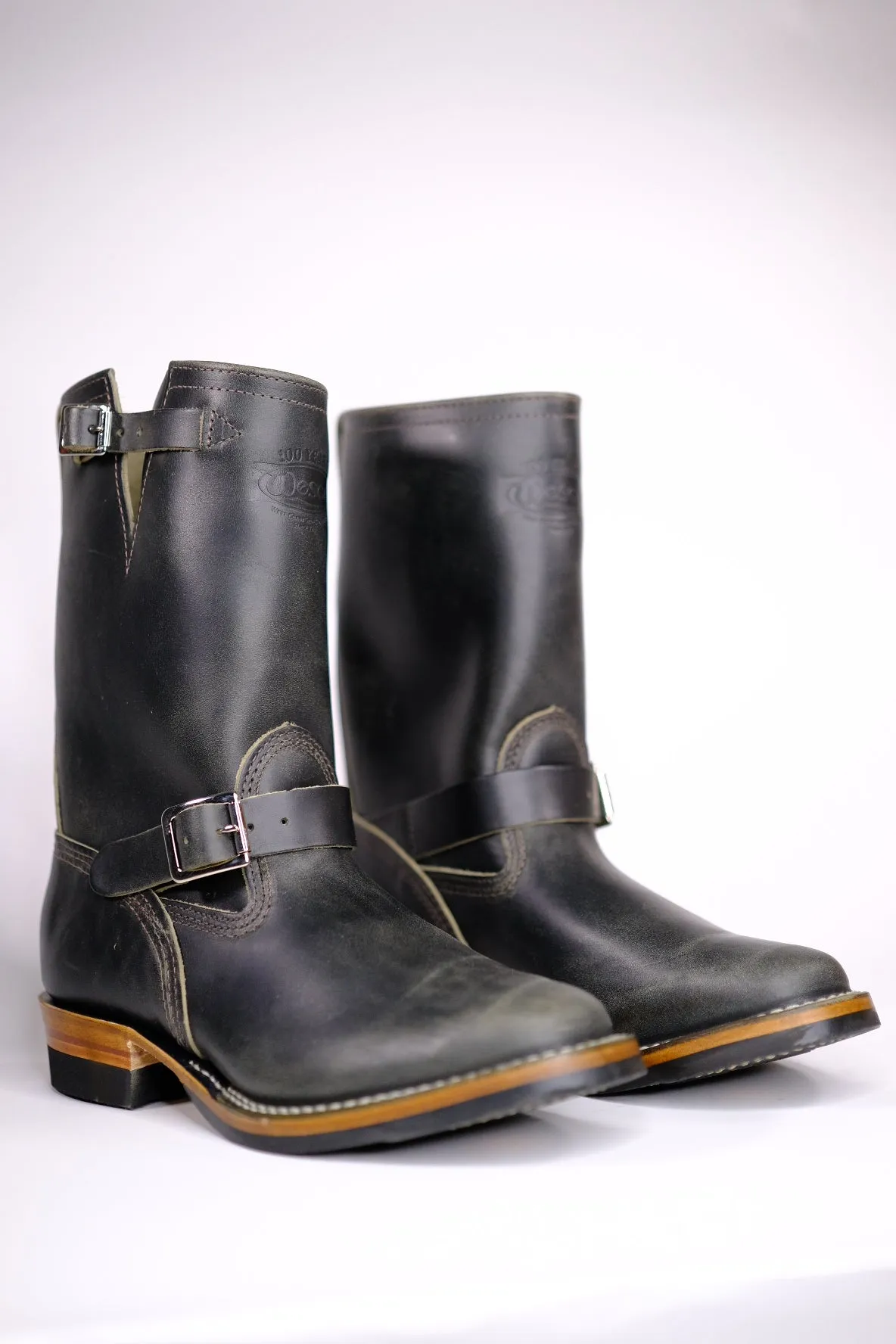 Wesco Boots X The Shop Mister Lou Petrolio Olive waxed Black Horsehide Engineer