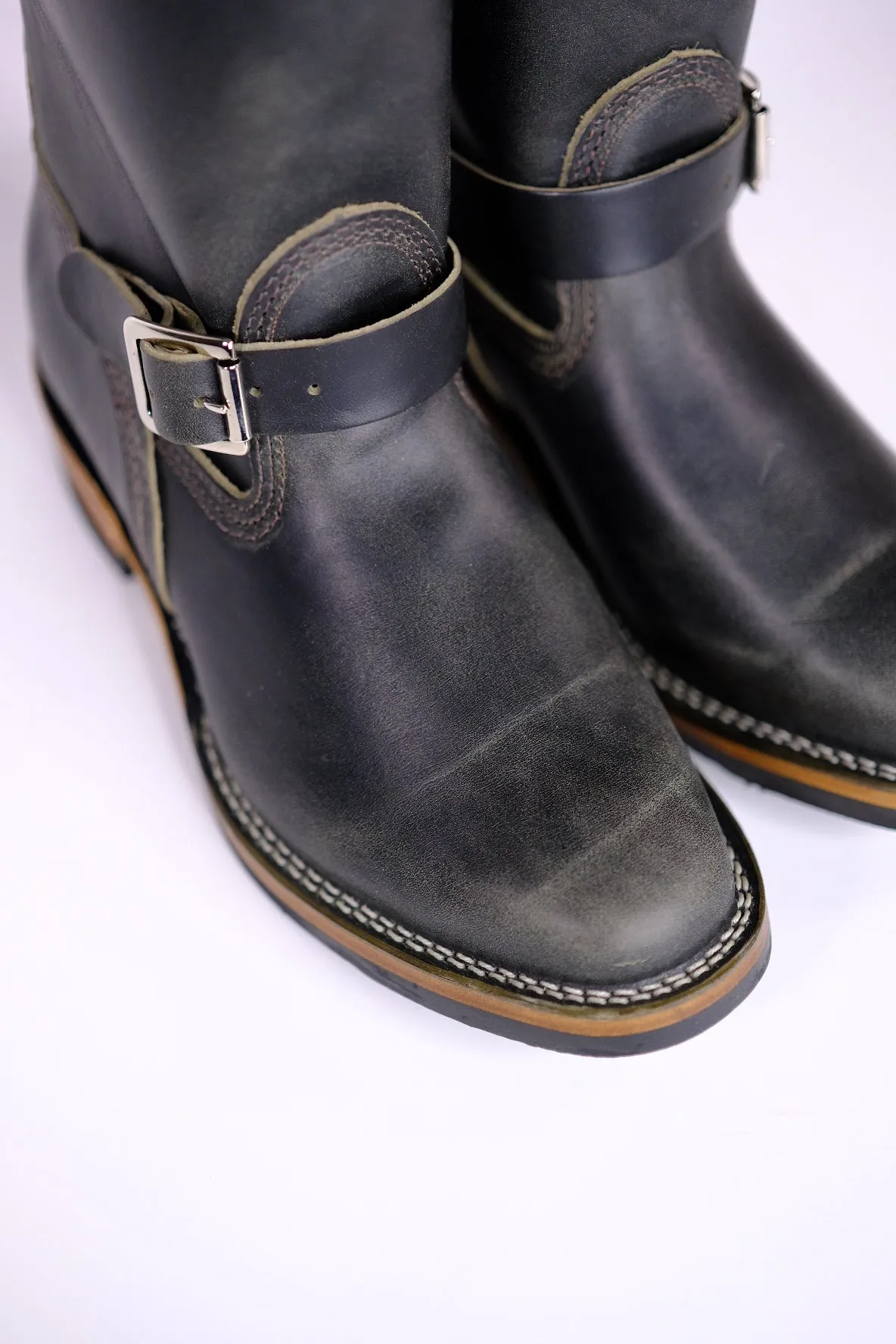 Wesco Boots X The Shop Mister Lou Petrolio Olive waxed Black Horsehide Engineer