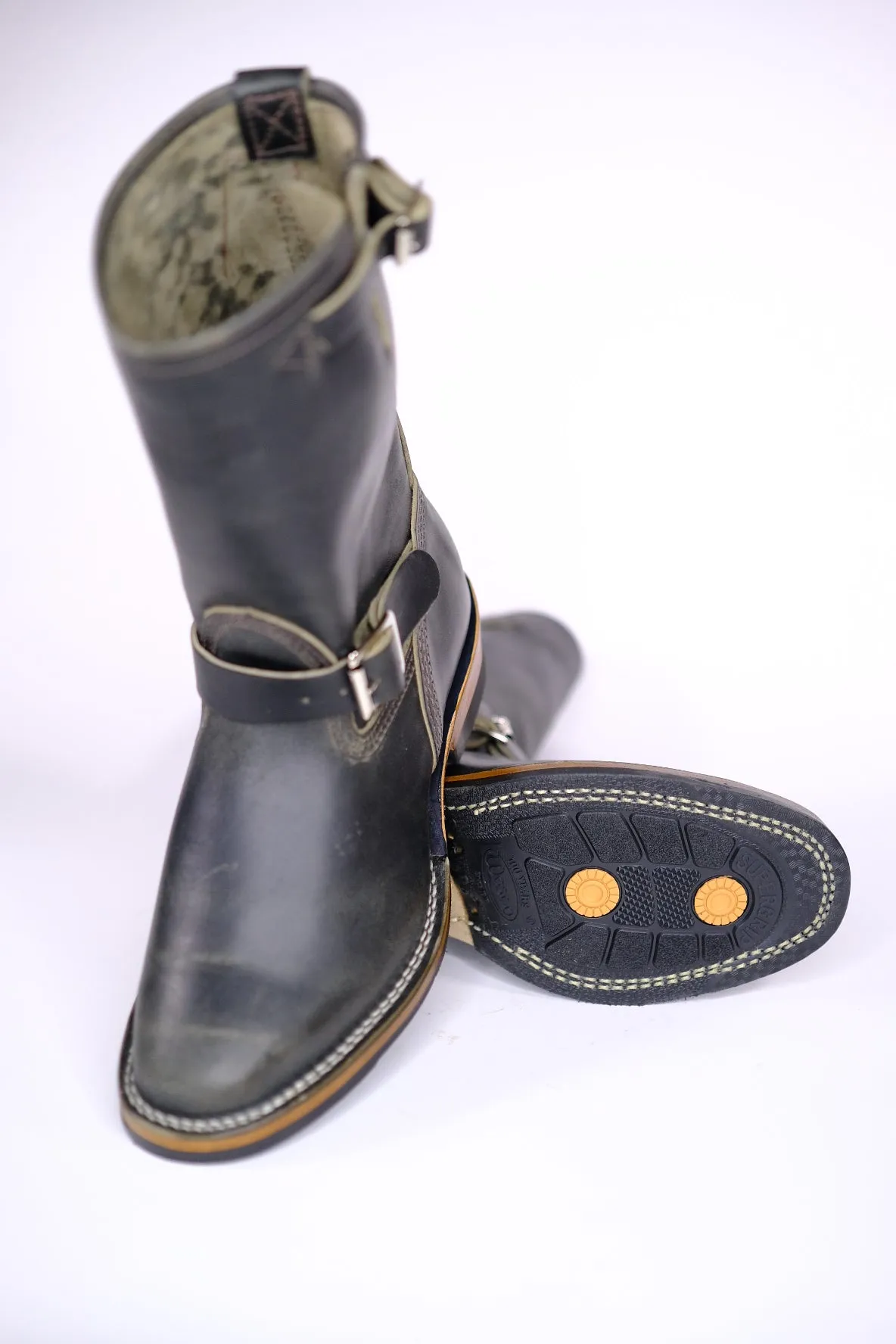 Wesco Boots X The Shop Mister Lou Petrolio Olive waxed Black Horsehide Engineer