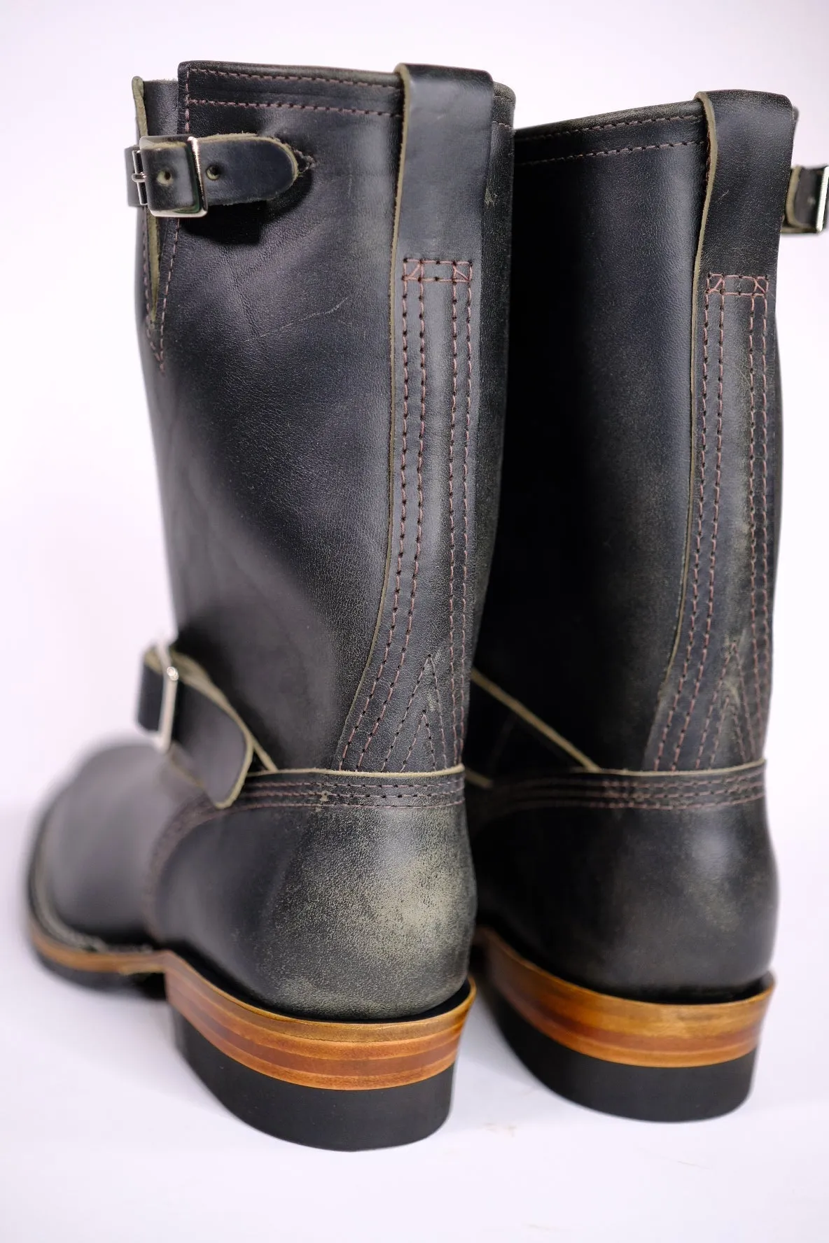 Wesco Boots X The Shop Mister Lou Petrolio Olive waxed Black Horsehide Engineer