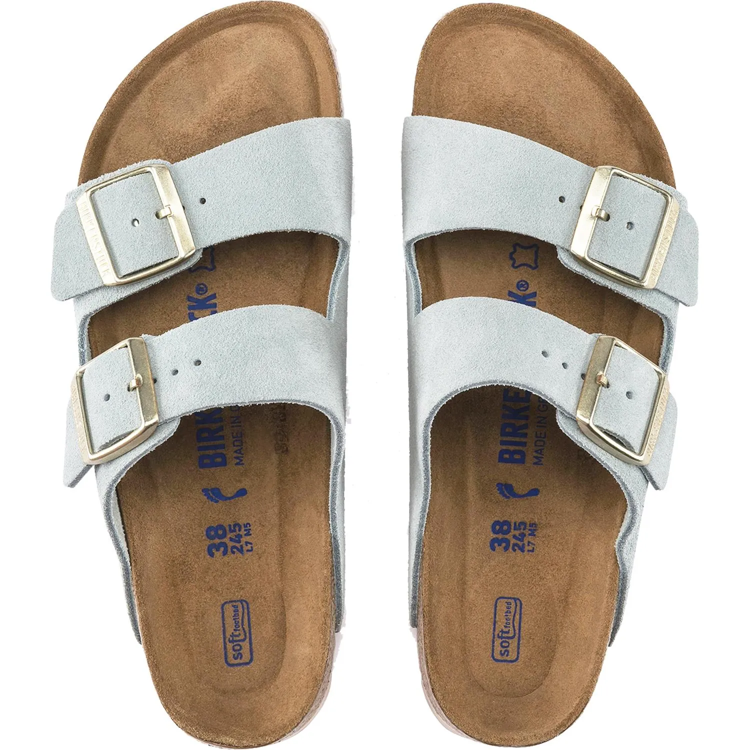 Women's Birkenstock Arizona Soft Footbed Light Blue Suede