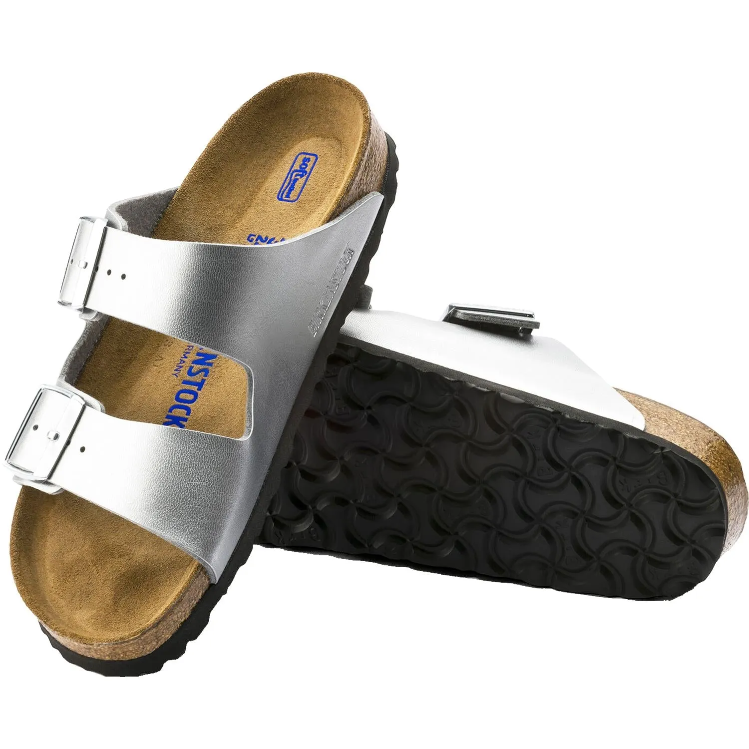 Women's Birkenstock Arizona Soft Footbed Silver Birko-Flor