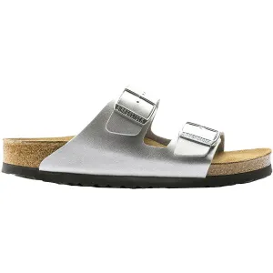 Women's Birkenstock Arizona Soft Footbed Silver Birko-Flor