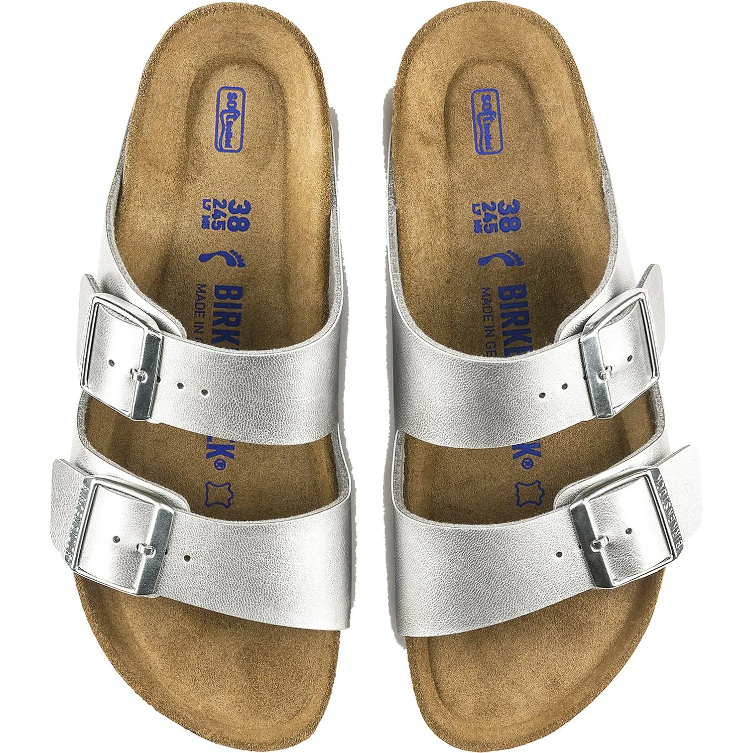 Women's Birkenstock Arizona Soft Footbed Silver Birko-Flor