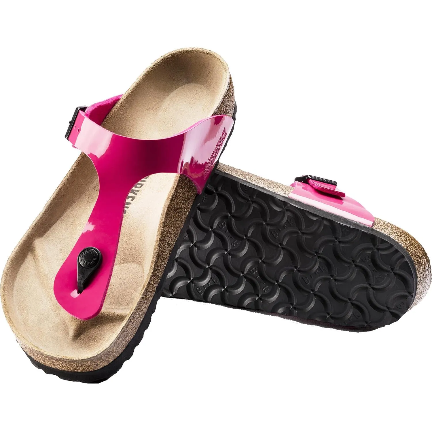 Women's Birkenstock Gizeh Fuchsia Tulip Birko-Flor Patent