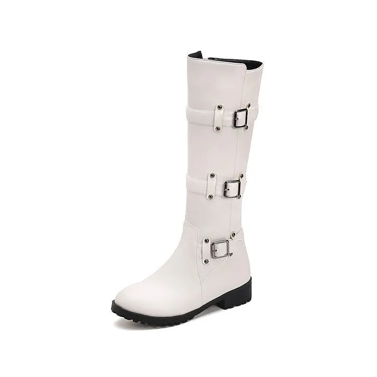 Women's Buckle High Heel Knee High Boots