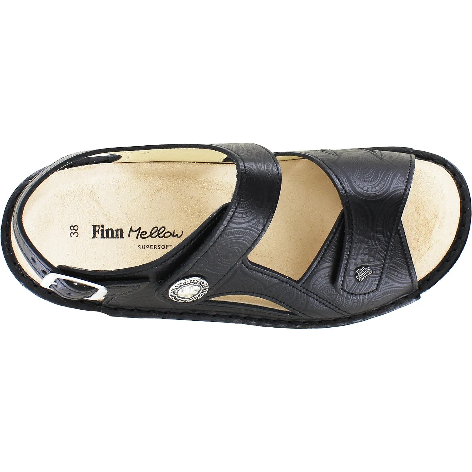 Women's Finn Comfort Barbuda Finn Mellow Black Arabesque Leather